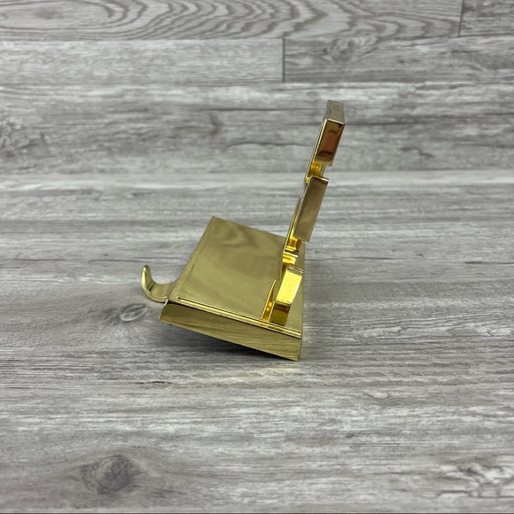 Gold Brass E Shelf Hook Stocking Hanger Christmas Decor - Picture 7 of 7